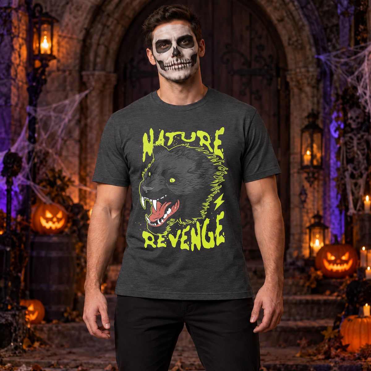 Nature Revenge T-Shirt – Dark Editorial Graphic Design Graphic Tee - Color: dark heather