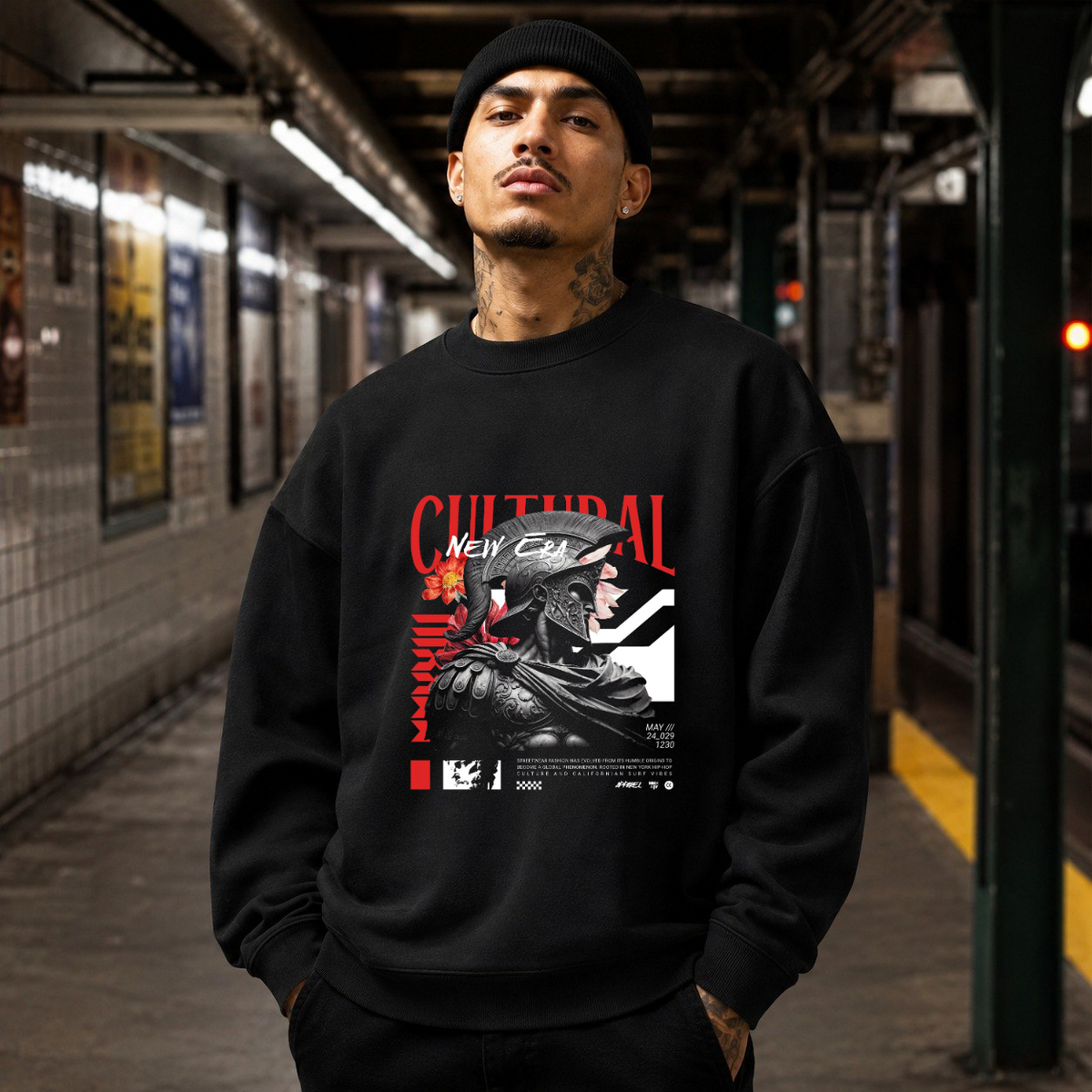 New Cultural Descent Warrior T-Shirt – Gothic Streetwear Poster Graphic Tee - Color: black