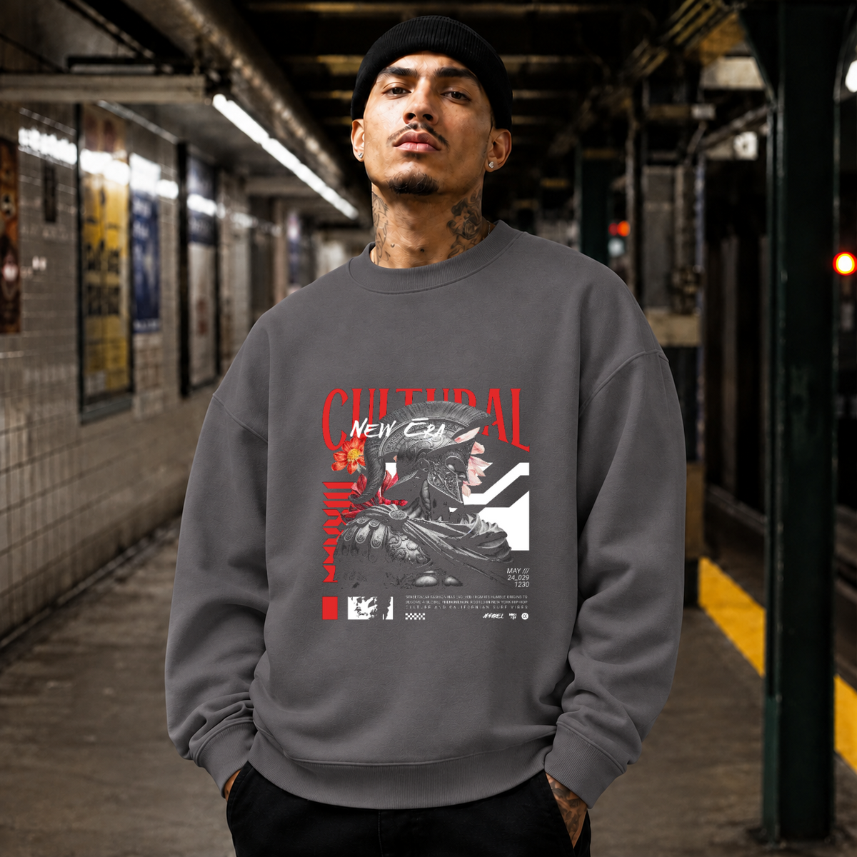 New Cultural Descent Warrior T-Shirt – Gothic Streetwear Poster Graphic Tee - Color: charcoal