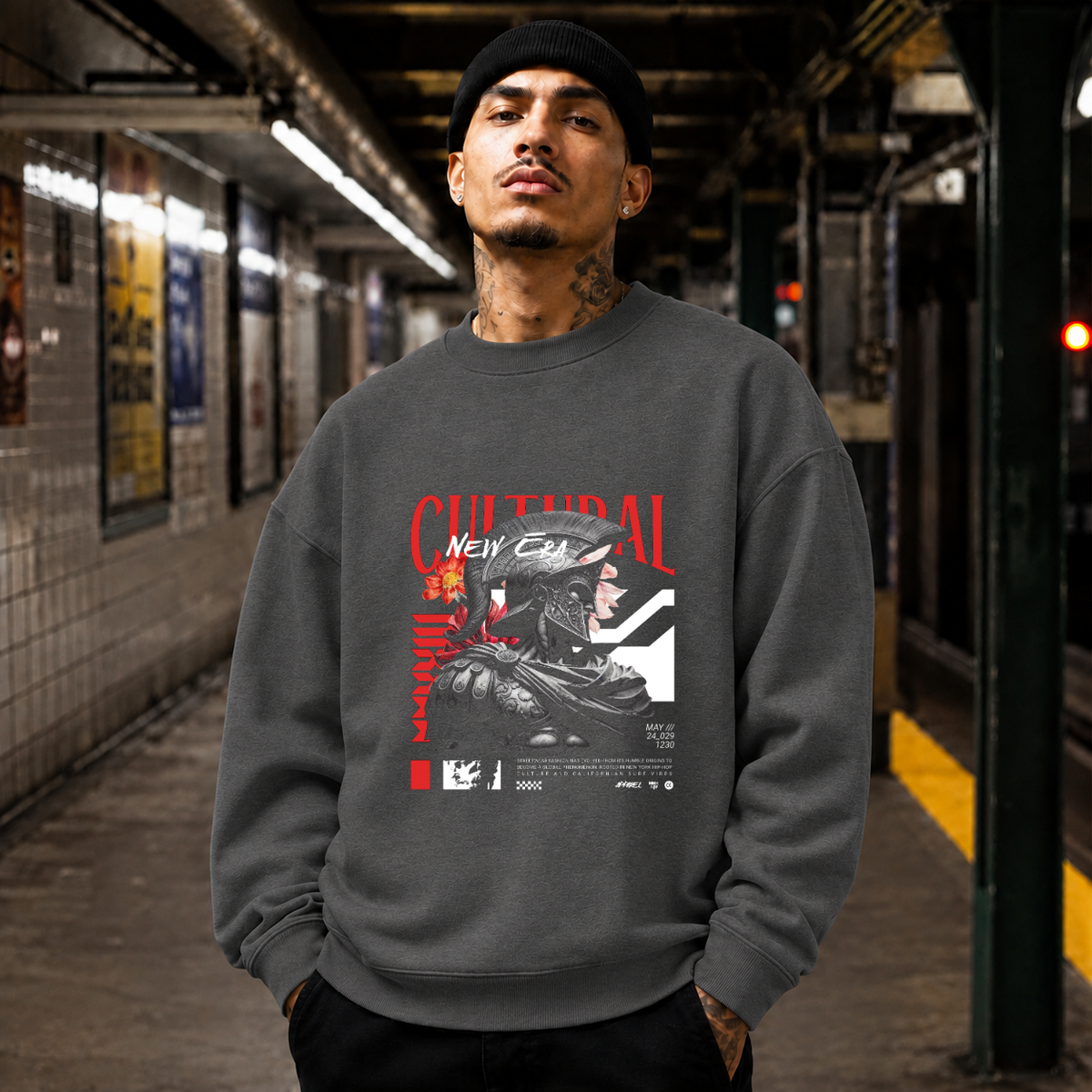 New Cultural Descent Warrior T-Shirt – Gothic Streetwear Poster Graphic Tee - Color: dark heather