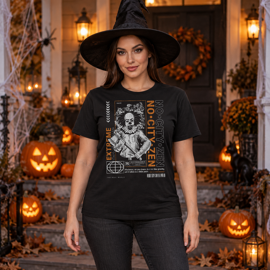 No City Zen Streetwear - Killer Clown T-Shirt – Punk Rock Streetwear Graphic Graphic Tee - Color: black