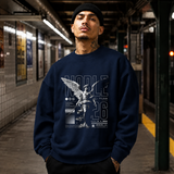 Noble Sword Angel T-Shirt – Dark Editorial / Gothic Streetwear Tee - Color: navy