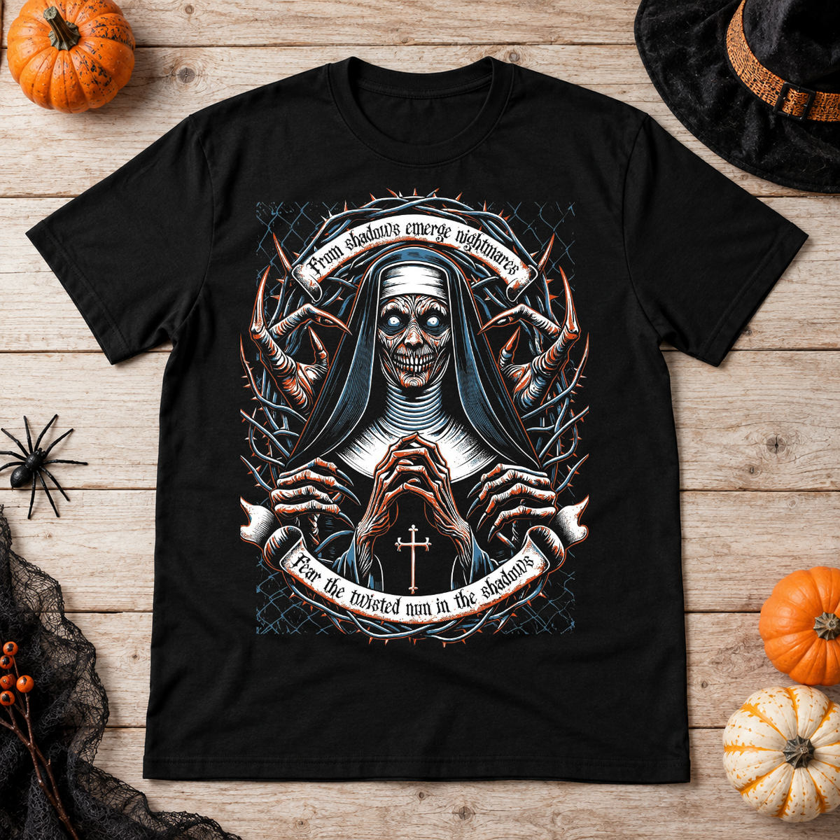 Nun of Nightmares T-Shirt – Skull & Reaper Gothic Graphic Graphic Tee - Color: black