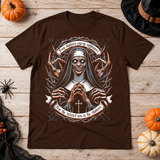 Nun of Nightmares T-Shirt – Skull & Reaper Gothic Graphic Graphic Tee - Color: chocolate