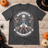 Nun of Nightmares T-Shirt – Skull & Reaper Gothic Graphic Graphic Tee - Color: dark heather