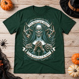 Nun of Nightmares T-Shirt – Skull & Reaper Gothic Graphic Graphic Tee - Color: forest green