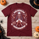 Nun of Nightmares T-Shirt – Skull & Reaper Gothic Graphic Graphic Tee - Color: maroon