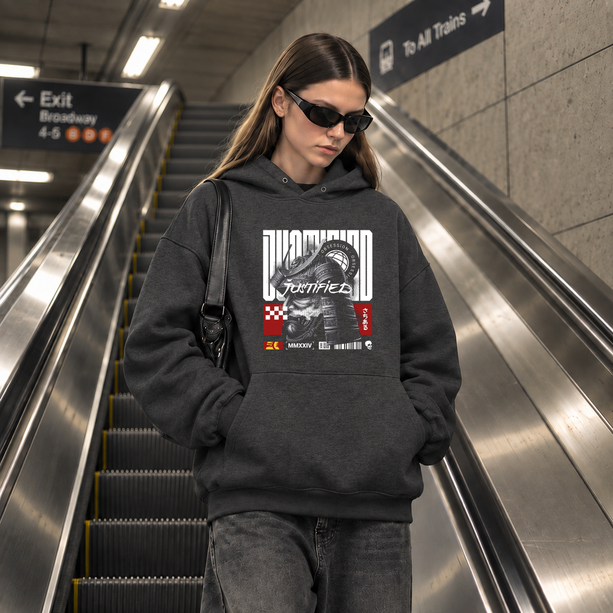 Obsession Justified Robot Armor Hoodie – Contemporary Gothic Graphic Design Hoodie - Color: dark heather