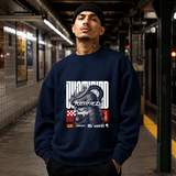 Obsession Justified Robot Armor Sweatshirt – Contemporary Gothic Graphic Design Sweatshirt - Color: navy