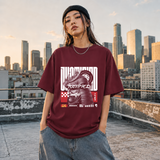 Obsession Justified Robot Armor T-Shirt – Contemporary Gothic Graphic Design Tee - Color: Maroon