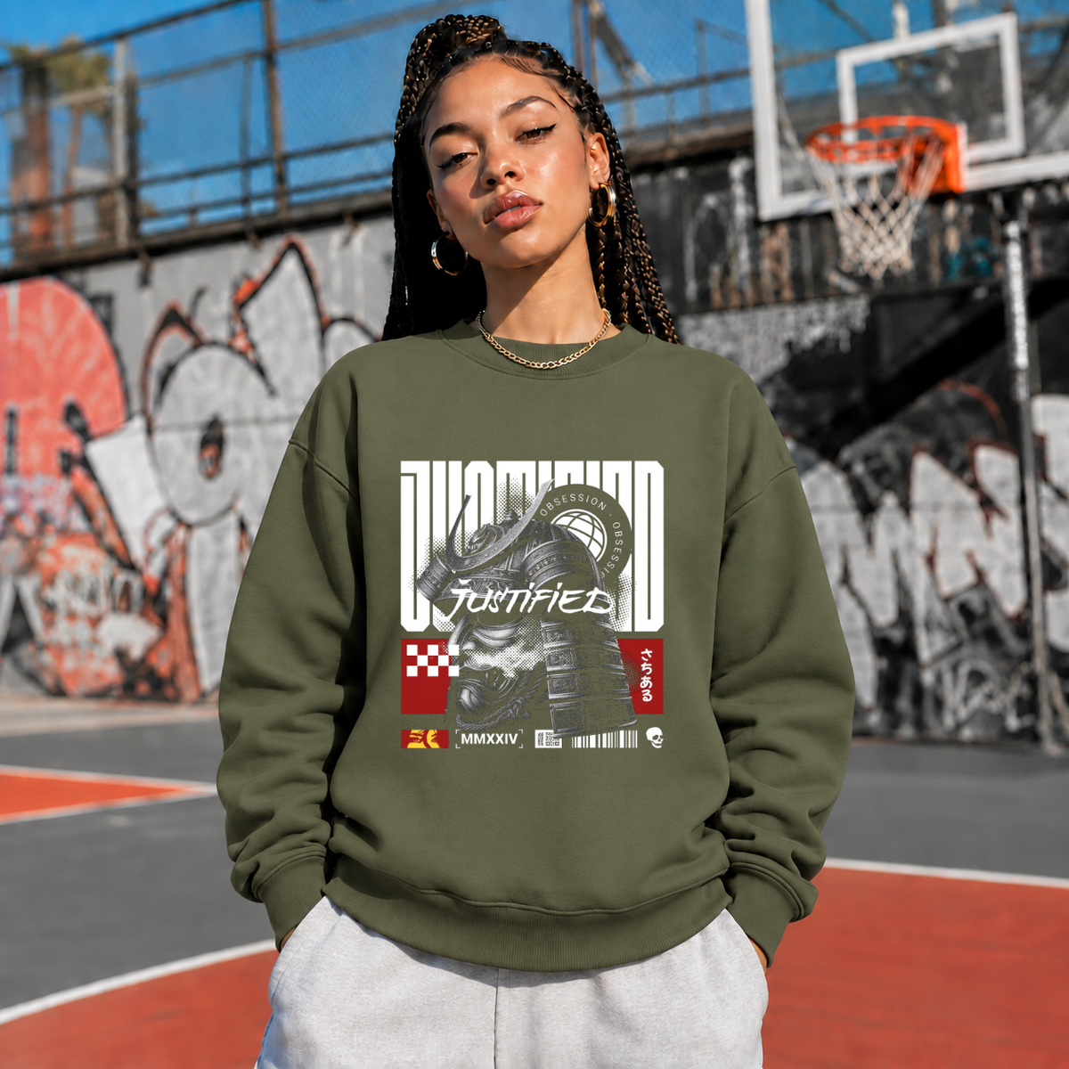 Obsession Justified Robot Armor T-Shirt – Contemporary Gothic Graphic Design Tee - Color: military green