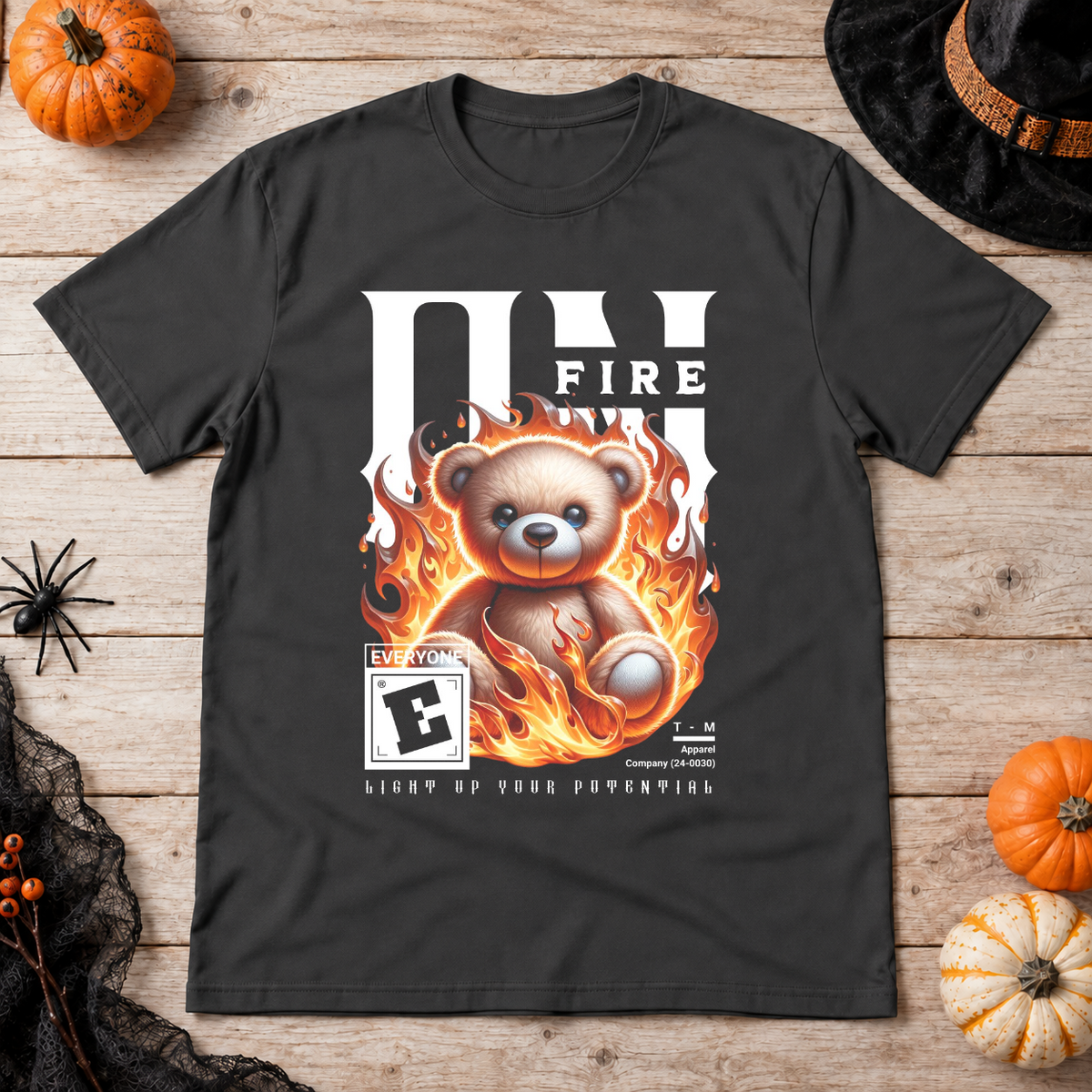 On Fire T-Shirt – Dark Editorial Graphic Design Graphic Tee - Color: charcoal