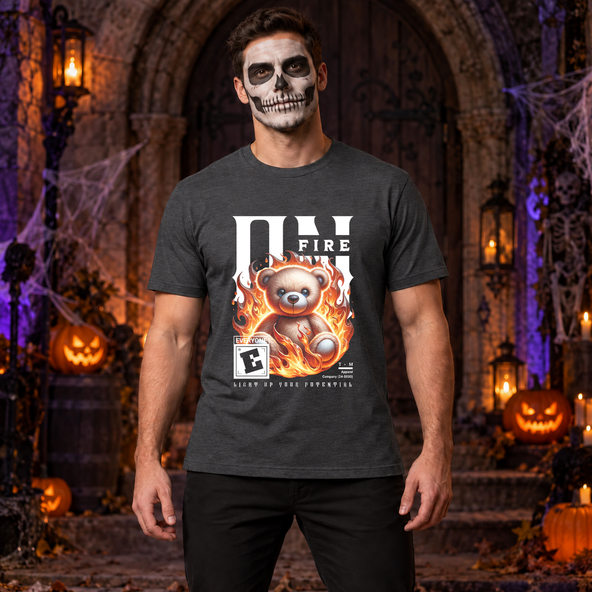 On Fire T-Shirt – Dark Editorial Graphic Design Graphic Tee - Color: dark heather