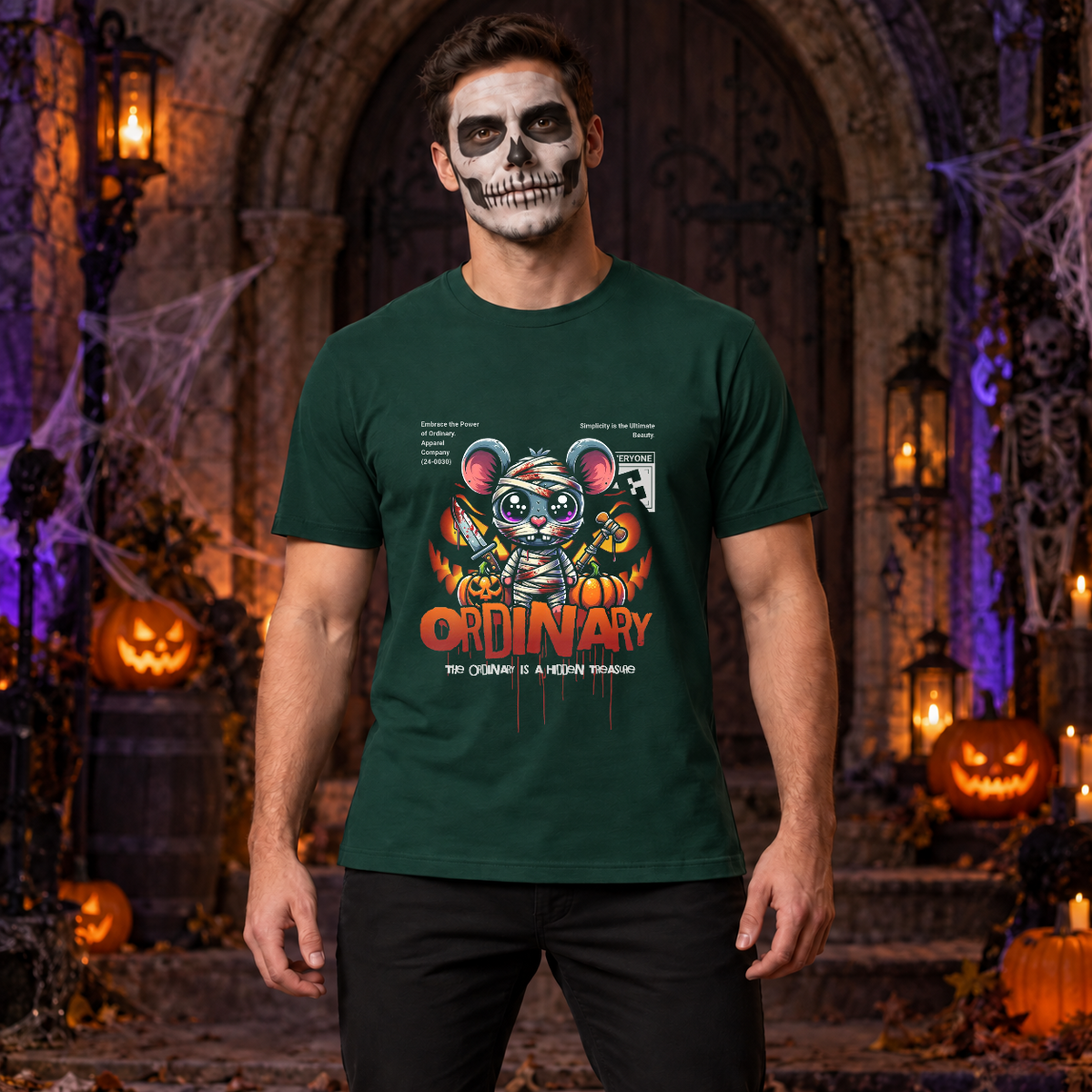 Ordinary T-Shirt – Dark Editorial Graphic Design Graphic Tee - Color: forest green