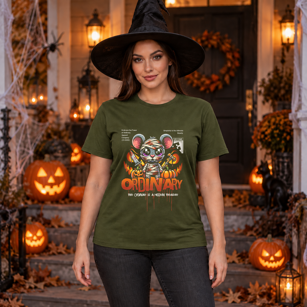Ordinary T-Shirt – Dark Editorial Graphic Design Graphic Tee - Color: military green