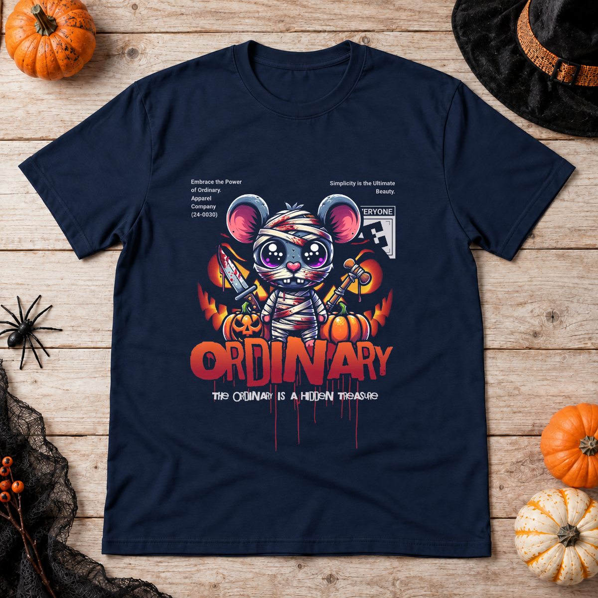 Ordinary T-Shirt – Dark Editorial Graphic Design Graphic Tee - Color: navy