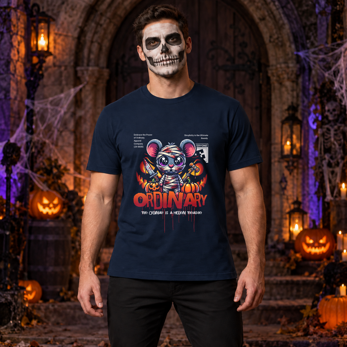 Ordinary T-Shirt – Dark Editorial Graphic Design Graphic Tee - Color: navy