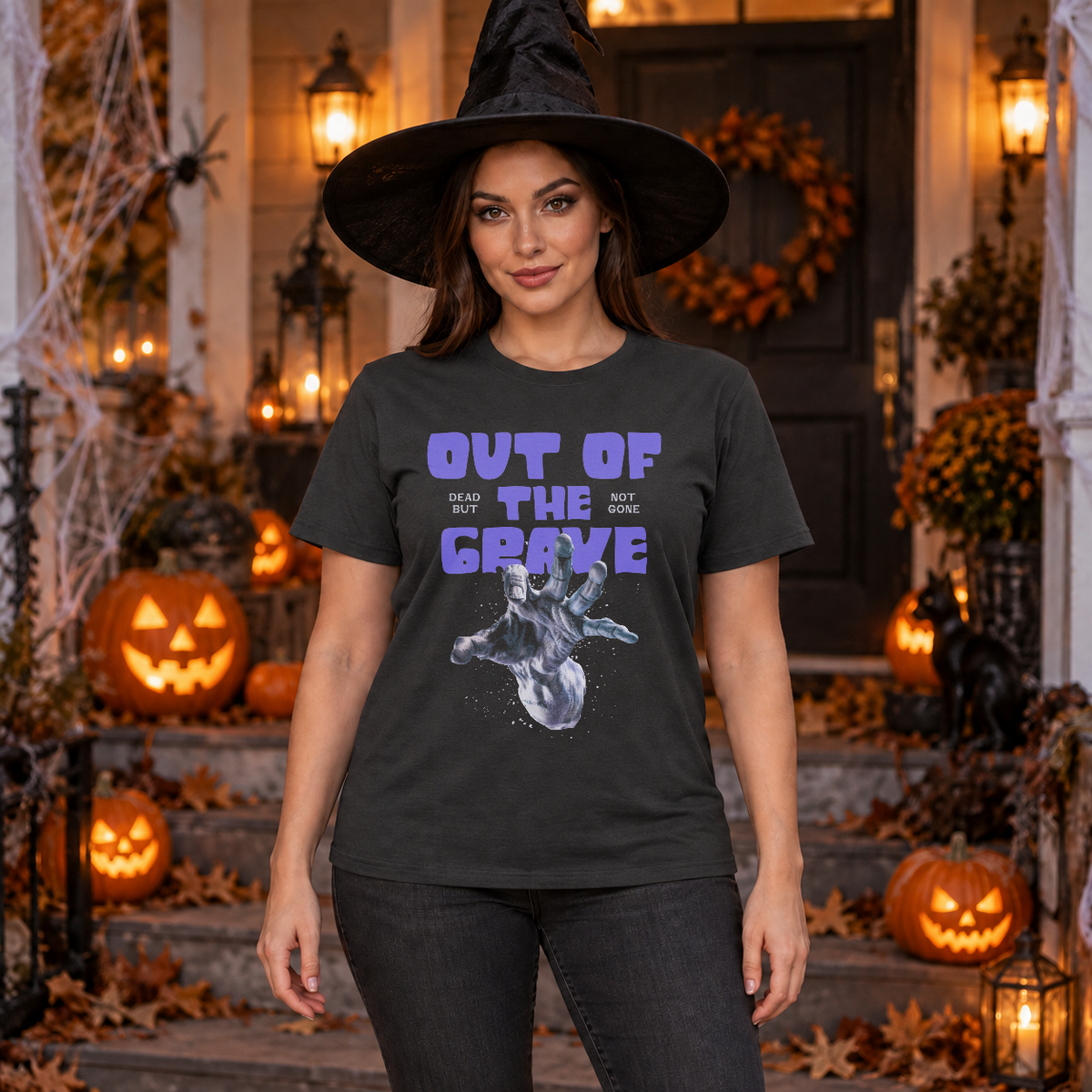 Out of The Grave T-Shirt – Dark Streetwear Graphic Design Graphic Tee - Color: charcoal