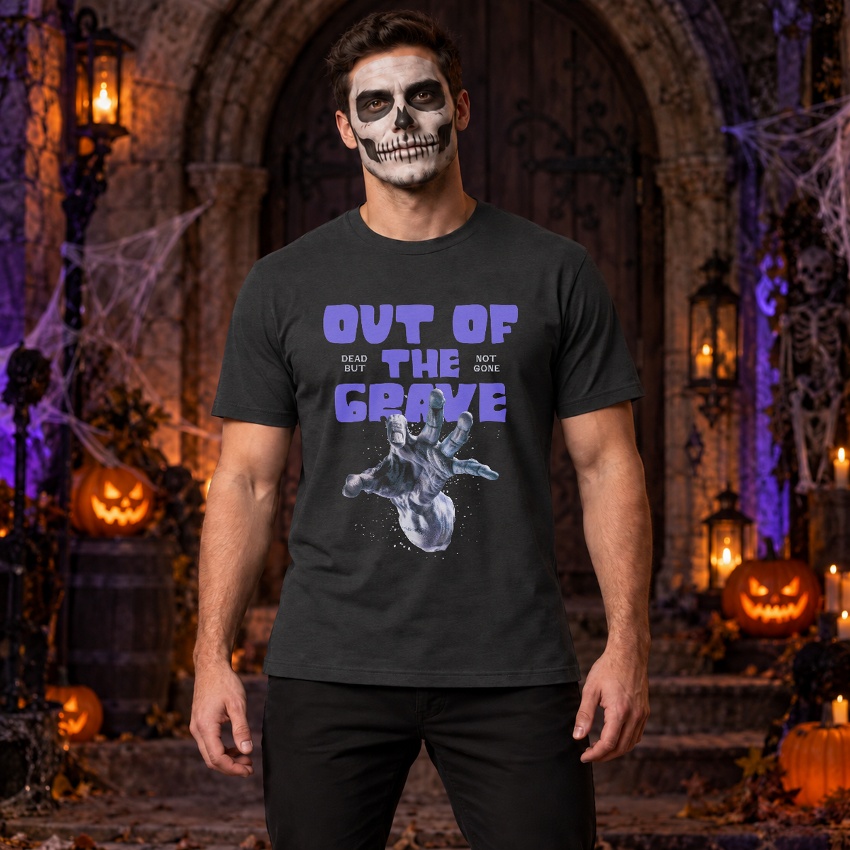 Out of The Grave T-Shirt – Dark Streetwear Graphic Design Graphic Tee - Color: charcoal
