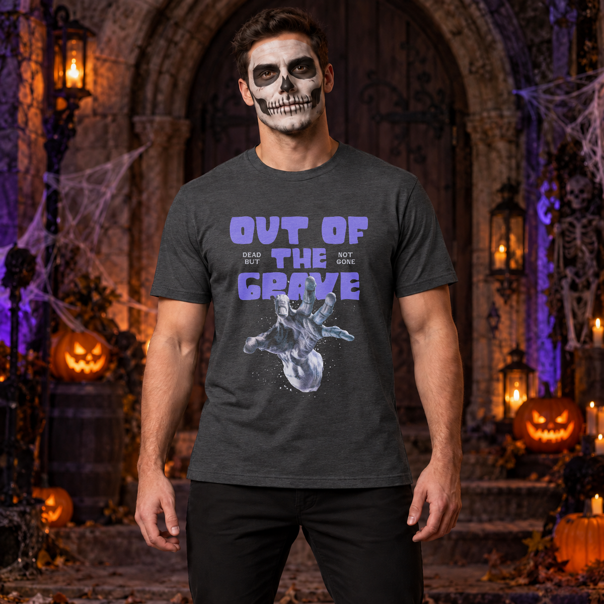 Out of The Grave T-Shirt – Dark Streetwear Graphic Design Graphic Tee - Color: dark heather