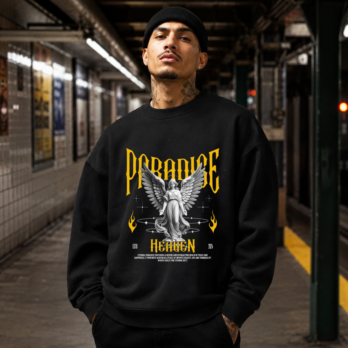 Paradise Heaven Angel T-Shirt – Dark Art / Renaissance Aesthetic Graphic Tee - Color: black