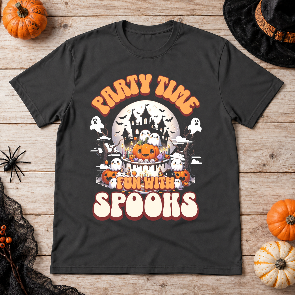 Party Time T-Shirt – Dark Editorial Graphic Design Graphic Tee - Color: charcoal