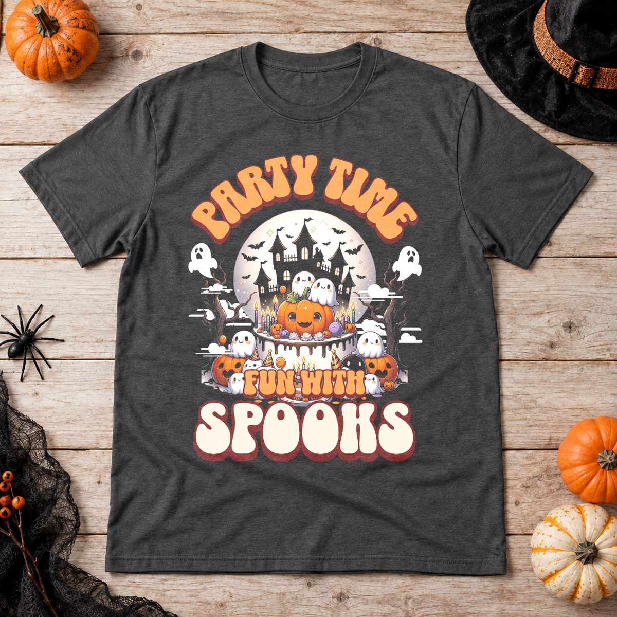 Party Time T-Shirt – Dark Editorial Graphic Design Graphic Tee - Color: dark heather