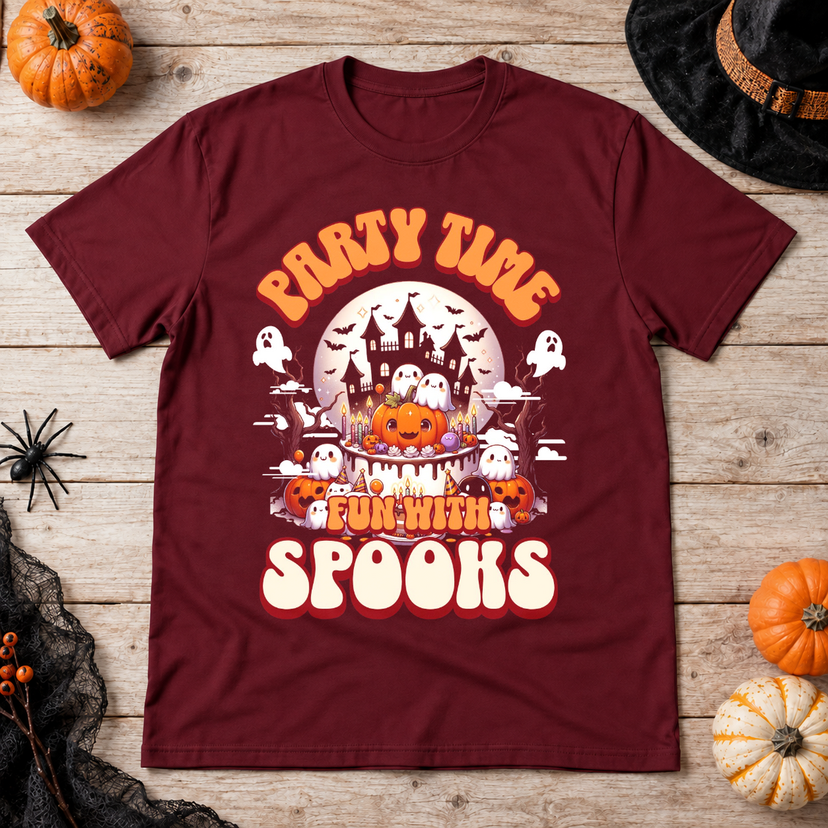 Party Time T-Shirt – Dark Editorial Graphic Design Graphic Tee - Color: maroon