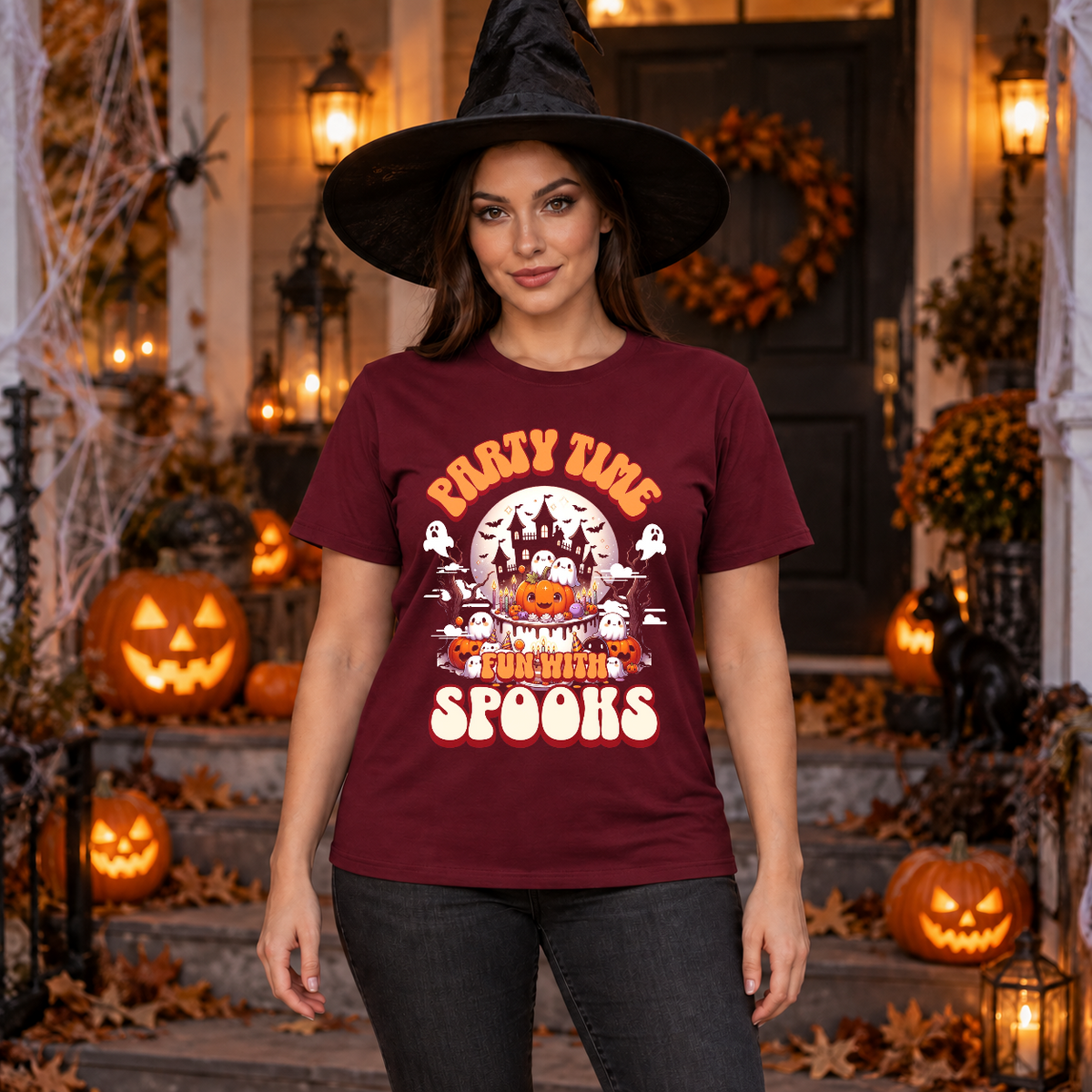 Party Time T-Shirt – Dark Editorial Graphic Design Graphic Tee - Color: maroon