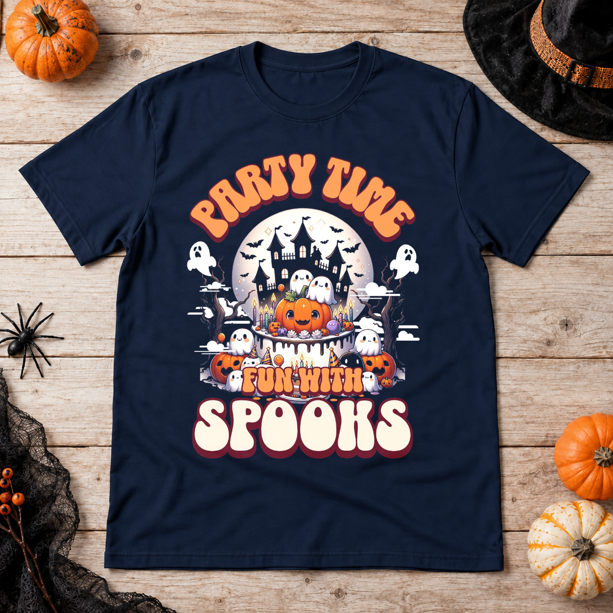 Party Time T-Shirt – Dark Editorial Graphic Design Graphic Tee - Color: navy