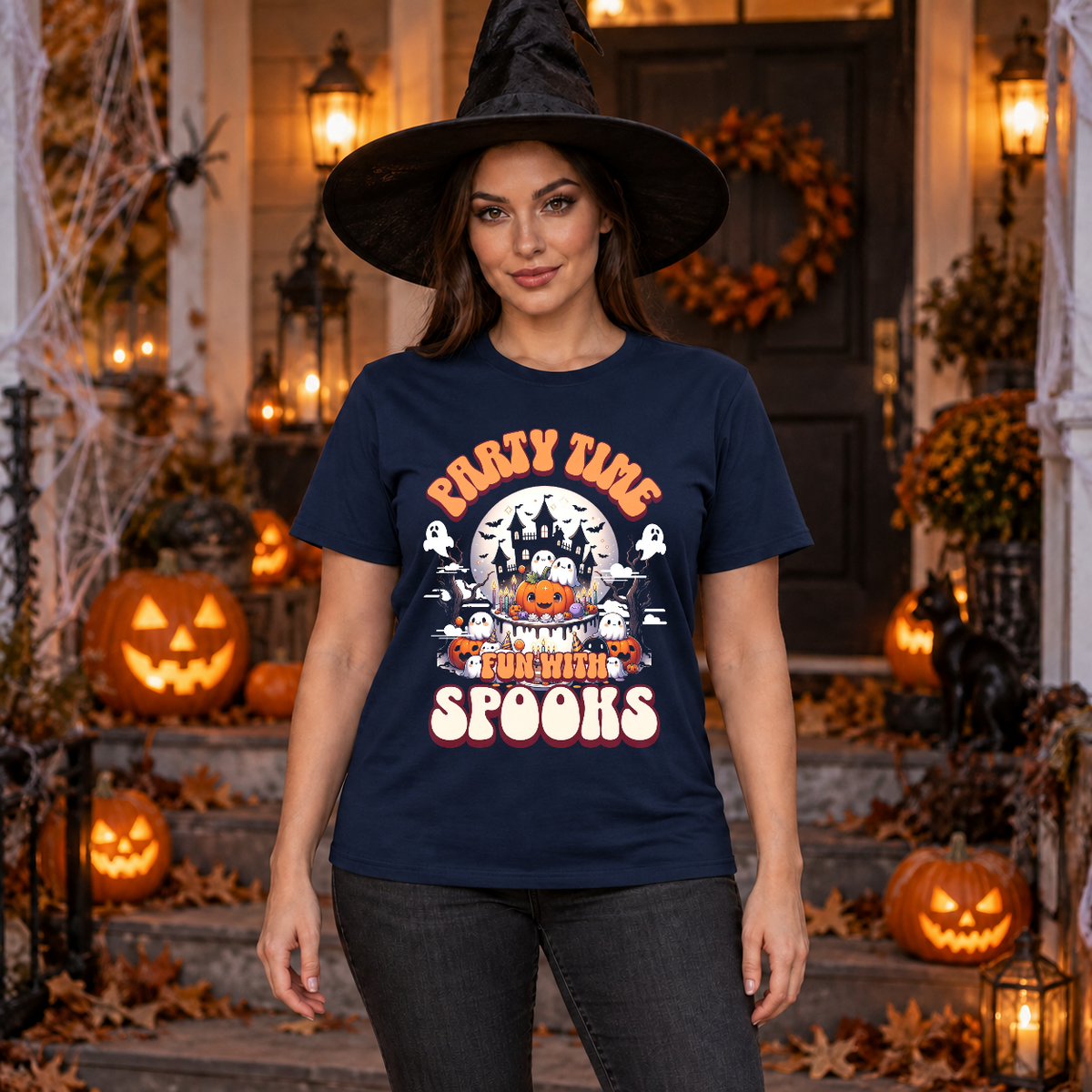 Party Time T-Shirt – Dark Editorial Graphic Design Graphic Tee - Color: navy