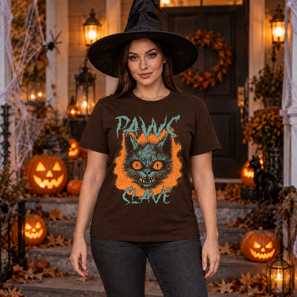 Paws Slave T-Shirt – Dark Editorial Graphic Design Graphic Tee - Color: chocolate