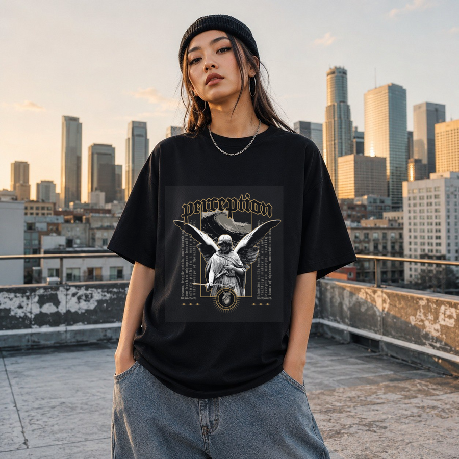 Perception Angel T-Shirt – Dark Art / Renaissance Aesthetic Graphic Tee - Color: Black