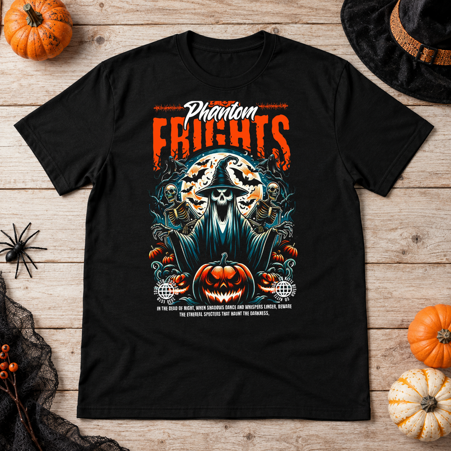 Phantom Frights T-Shirt – Skull & Reaper Gothic Graphic Graphic Tee - Color: black