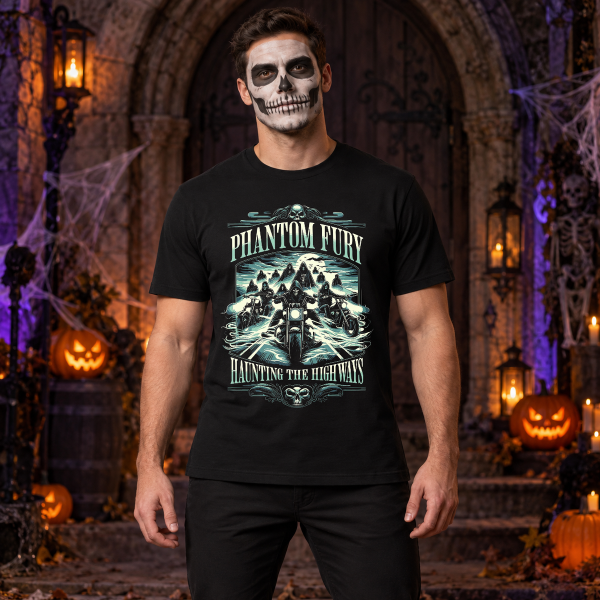 Phantom Fury T-Shirt – Skull & Reaper Gothic Graphic Graphic Tee - Color: black