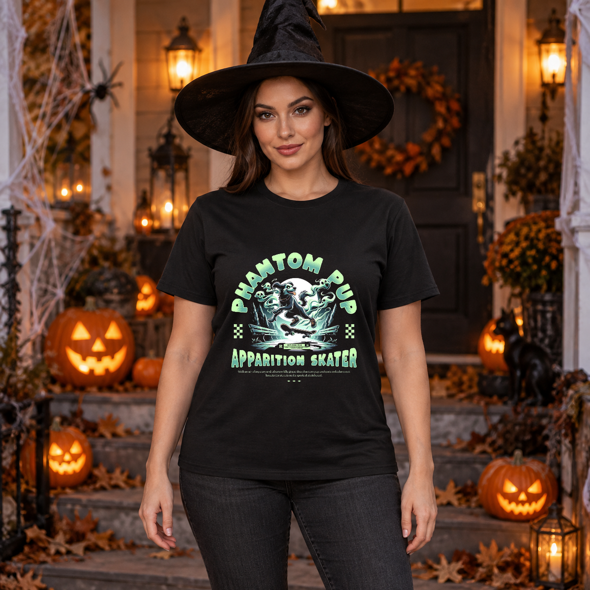 Phantom Pup T-Shirt – Skull & Reaper Gothic Graphic Graphic Tee - Color: black