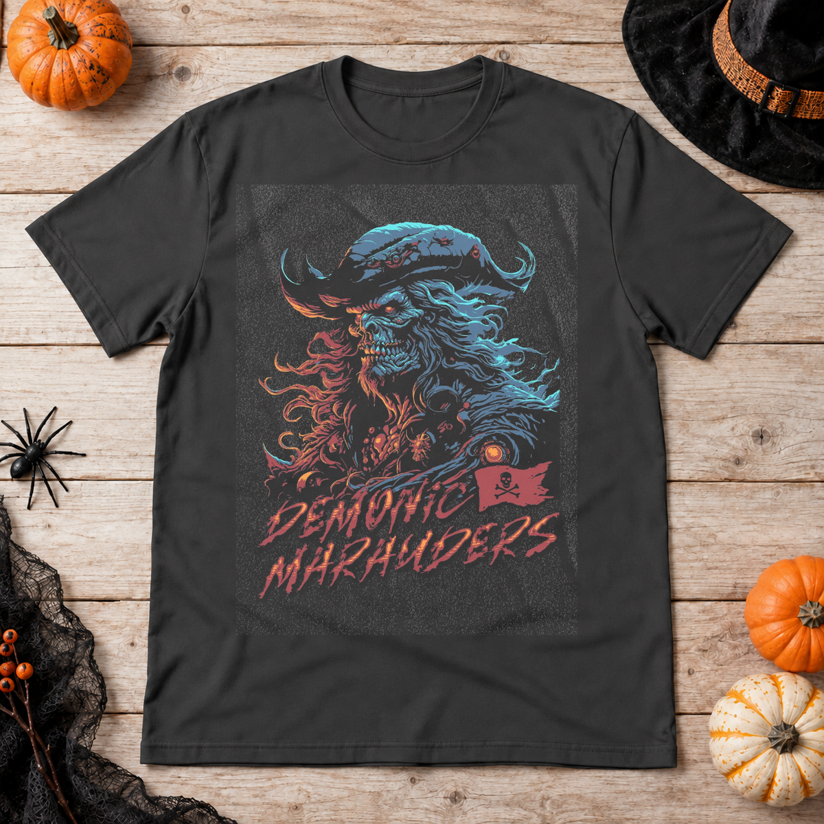 Pirates T-Shirt – Dark Editorial Graphic Design Graphic Tee - Color: charcoal