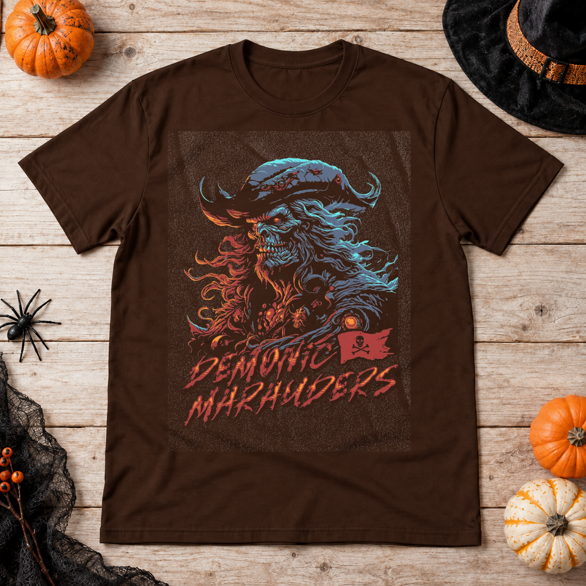 Pirates T-Shirt – Dark Editorial Graphic Design Graphic Tee - Color: chocolate