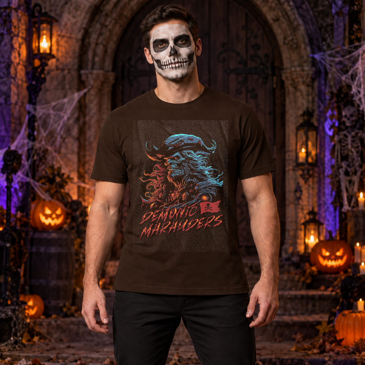 Pirates T-Shirt – Dark Editorial Graphic Design Graphic Tee - Color: chocolate