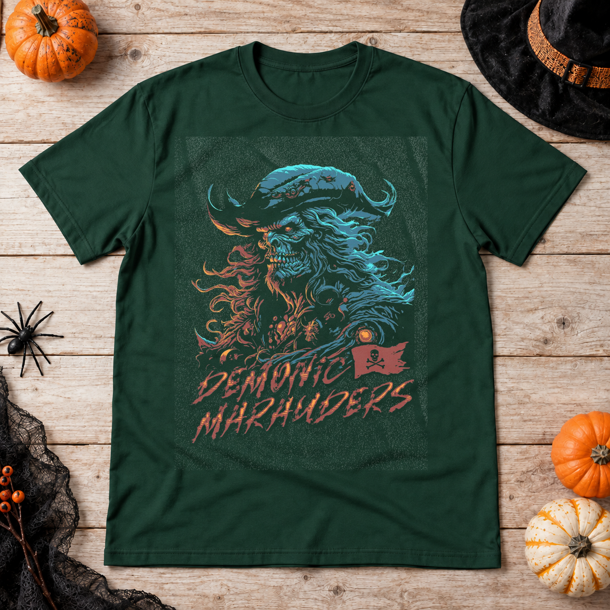 Pirates T-Shirt – Dark Editorial Graphic Design Graphic Tee - Color: forest green