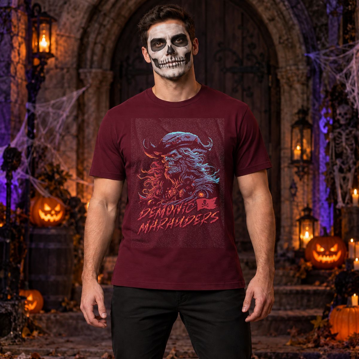 Pirates T-Shirt – Dark Editorial Graphic Design Graphic Tee - Color: maroon