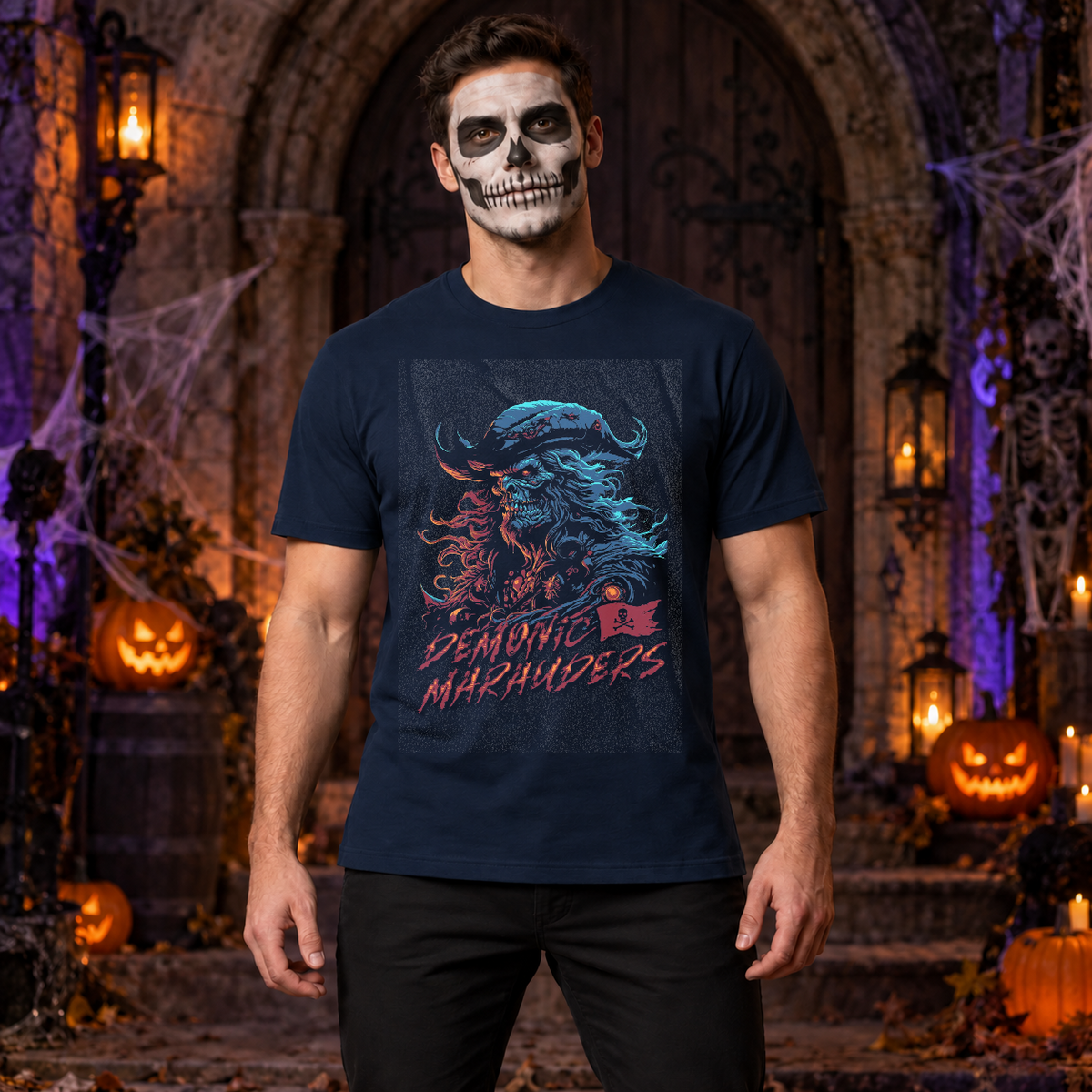 Pirates T-Shirt – Dark Editorial Graphic Design Graphic Tee - Color: navy