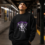 Protect Cherub Sweatshirt – Religious Imagery Collage Graphic Sweatshirt - Color: black