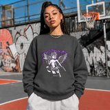 Protect Cherub Sweatshirt – Religious Imagery Collage Graphic Sweatshirt - Color: dark heather