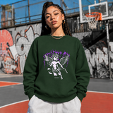 Protect Cherub Sweatshirt – Religious Imagery Collage Graphic Sweatshirt - Color: forest green