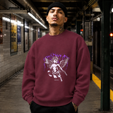 Protect Cherub Sweatshirt – Religious Imagery Collage Graphic Sweatshirt - Color: maroon