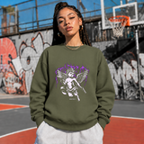 Protect Cherub Sweatshirt – Religious Imagery Collage Graphic Sweatshirt - Color: military green