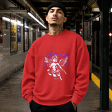 Protect Cherub T-Shirt – Religious Imagery Collage Graphic Tee - Color: red