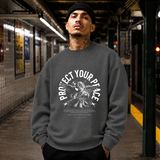 Protect Your Peace Angel T-Shirt – Religious Imagery Collage Graphic Tee - Color: dark heather