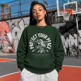Protect Your Peace Angel T-Shirt – Religious Imagery Collage Graphic Tee - Color: forest green